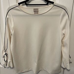 Chico’s Off-White and Black Work Blouse